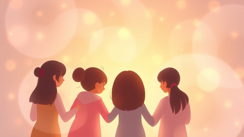 Delikatne, pastelowe smugi światła splatające się w abstrakcyjną formę jedności i ciepła.