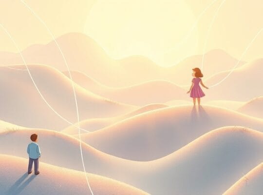 Abstrakcyjny krajobraz umysłu spleciony z mglistymi wspomnieniami i subtelnymi zmianami.