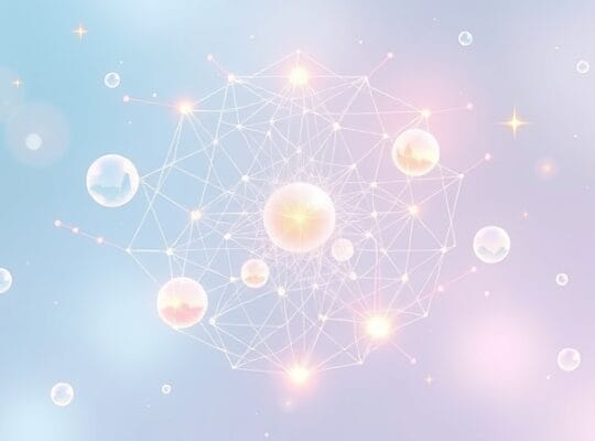 Eteryczna sieć świetlna tworzy hipokamp, otaczając bąbelki wspomnień.