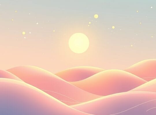 Abstrakcyjny krajobraz pastelowy, linie neuronowe, światło kory czołowej łagodzi impulsy.