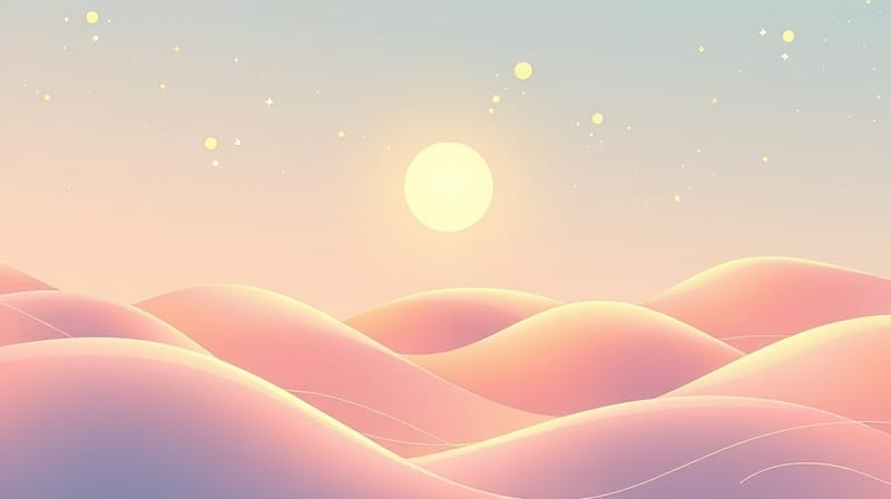 Abstrakcyjny krajobraz pastelowy, linie neuronowe, światło kory czołowej łagodzi impulsy.