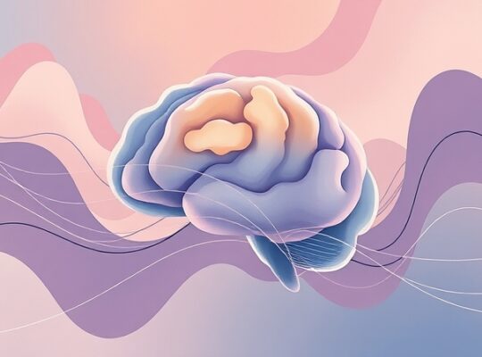 Abstrakcyjna ilustracja symbolizująca skupienie mózgu pod wpływem stresu.