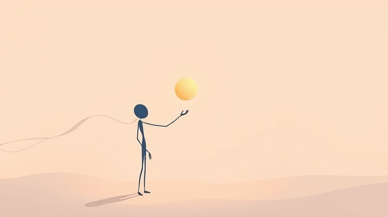 Abstrakcyjna postać w pastelach, trzymająca jarzącą się kulę, promienie nadziei.