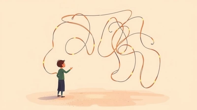 Sylwetka uwalnia się z sieci obowiązków, odnajdując spokój i równowagę.