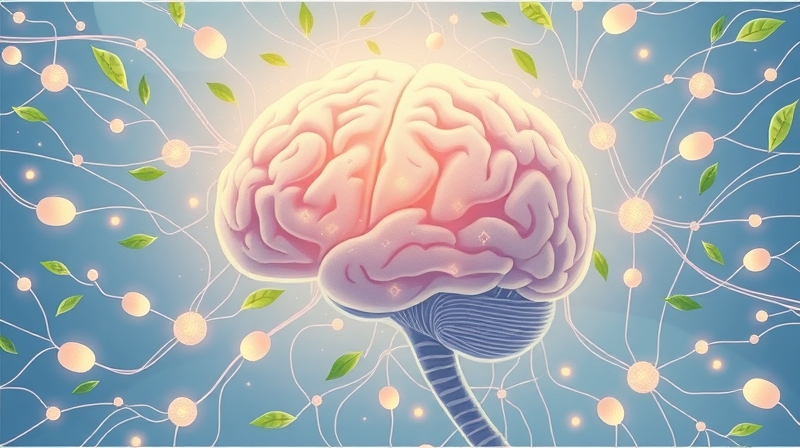 Sieć neuronów z elementami roślinnymi i minerałami, uspokajającymi lęk.