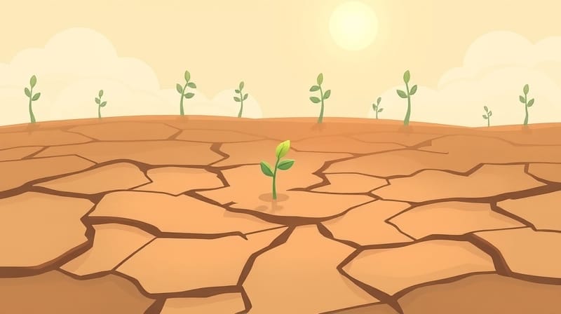 Sielanka pastelowa: młoda roślina walczy o wzrost z suchej ziemi.