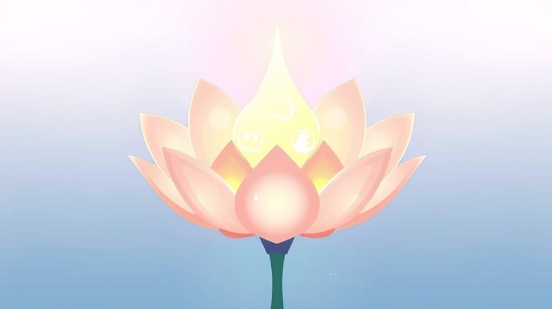 Delikatny kwiat z emocjonalnymi symbolami, przemieniający się w tarczę.