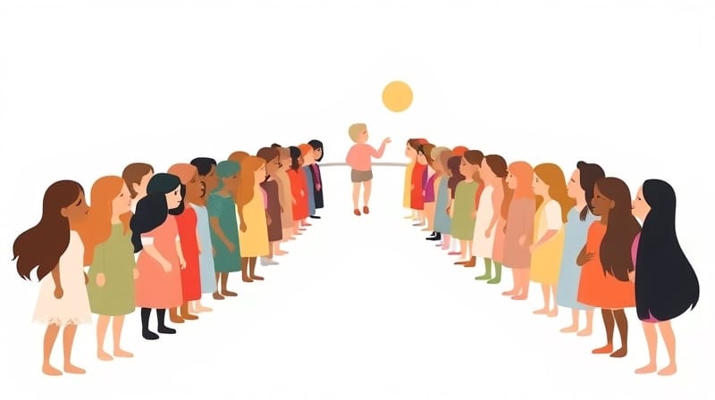 Ludzie tworzą ścieżkę do światła, lecz niepewność tkwi w braku skupienia.