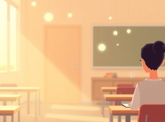 Abstrakcyjne, pastelowe symbole subtelnych interakcji społecznych w klasie.