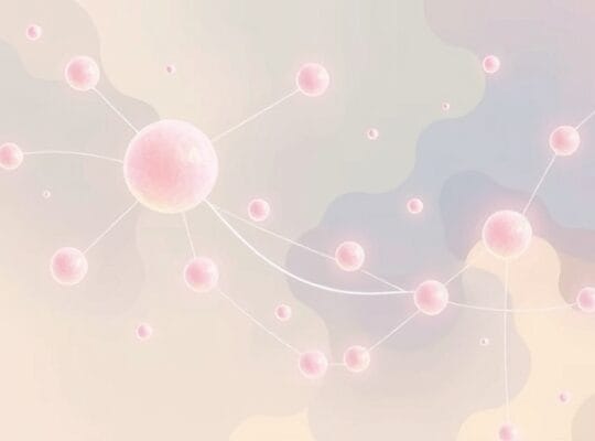 Abstrakcyjne, płynne kształty w pastelach, symbolizujące komunikację i wpływ.