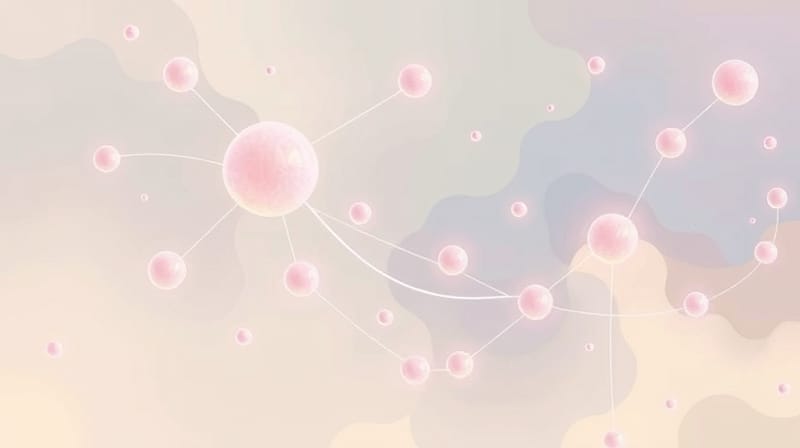 Abstrakcyjne, płynne kształty w pastelach, symbolizujące komunikację i wpływ.