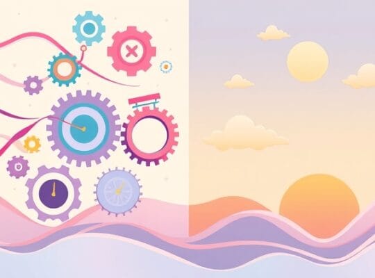 Płynne przejście od chaosu do organizacji, symbolizujące proces decyzyjny.