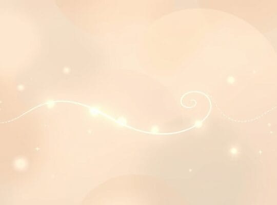 Lśniąca nić rozmowy wśród pastelowych kształtów, symbolizująca zapamiętane chwile.