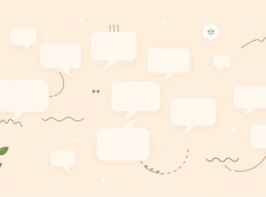 Abstrakcyjne, lekko świecące bąbelki myśli splecione świetlistymi liniami.