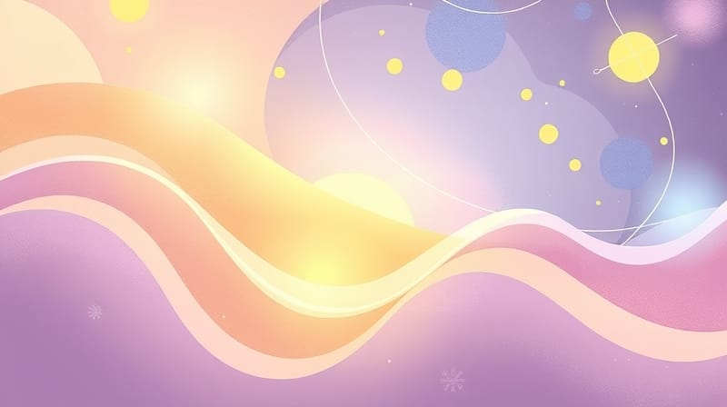 Abstrakcyjny, pastelowy obraz fal emocji i świetlnych wspomnień, skupiony w jasnym punkcie.