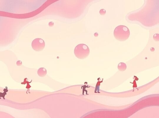 Pastelowe, surrealistyczne kształty sugerujące iluzje optyczne i percepcję rzeczywistości.