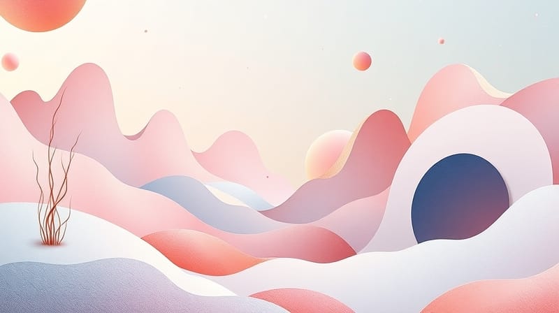 Krajobraz senny, pastelowe kształty emocji splatają się z fragmentami miejsc i wspomnień.