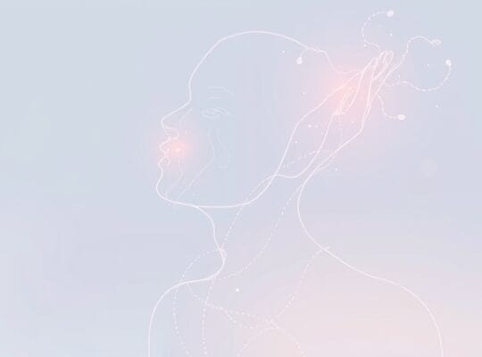 Eteryczny zarys człowieka dotyka falujących wrażeń sensorycznych, symbolizując percepcję dotyku.