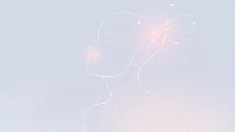 Eteryczny zarys człowieka dotyka falujących wrażeń sensorycznych, symbolizując percepcję dotyku.