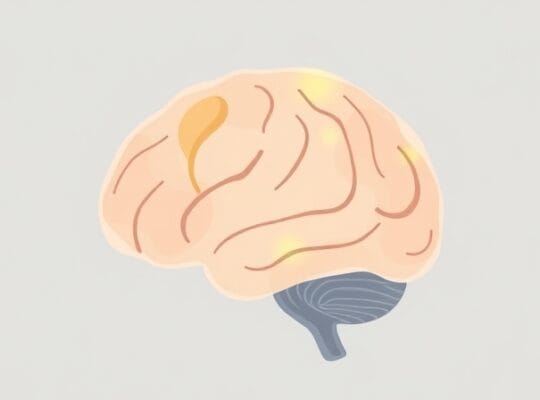 Abstrakcyjna, pastelowa ilustracja uspokajającego, aktywnie poszukującego mózgu.