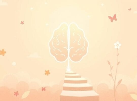 Połączenie mózgu z odżywczym blaskiem symbolizuje wpływ witaminy A na zdrowie psychiczne.