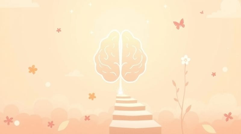 Połączenie mózgu z odżywczym blaskiem symbolizuje wpływ witaminy A na zdrowie psychiczne.