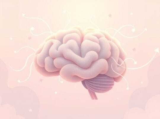 Abstrakcyjny, pastelowy pień mózgu, z którego wychodzą świetliste wąsy symbolizujące oddech.