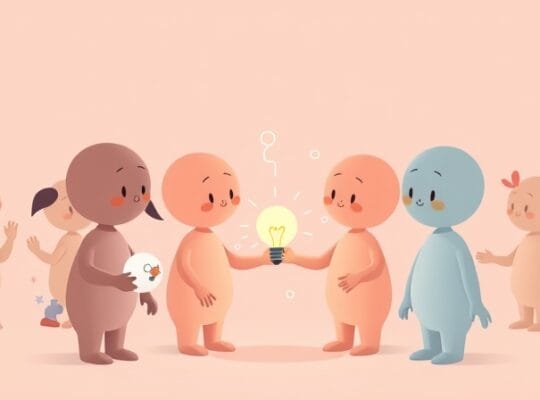 Stylizowane figury obserwujące i naśladujące się, symbolizujące uczenie społeczne.