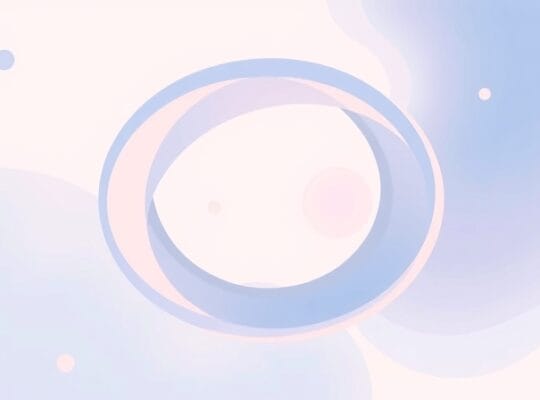 Abstrakcyjna ilustracja pastelowych barw: wirujące błękity i fiolety, przeplatane złotem i brzoskwinią.