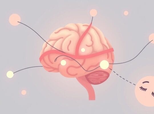Stylizowany mózg: powiązane ścieżki, punkty decyzyjne, osłabiona empatia.