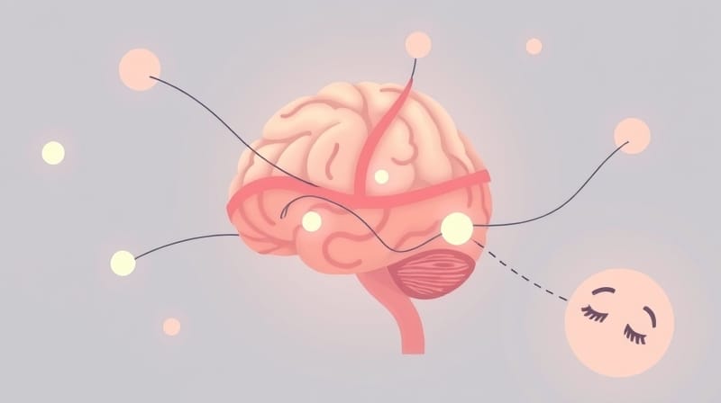Stylizowany mózg: powiązane ścieżki, punkty decyzyjne, osłabiona empatia.