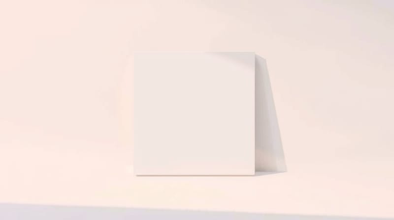 Minimalistyczna, surrealistyczna ilustracja pustego, podświetlonego płótna z subtelnym, niewidzialnym ruchem powietrza.