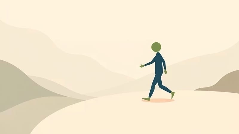 Abstrakcyjne postaci na krętej ścieżce pomagają sobie nawzajem.