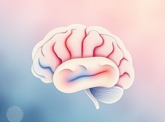 Abstrakcyjna integracja zmysłów w pastelowych barwach, symbolizująca płat ciemieniowy.