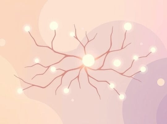 Abstrakcyjna, pastelowa sieć organicznych kształtów symbolizująca układ limbiczny.