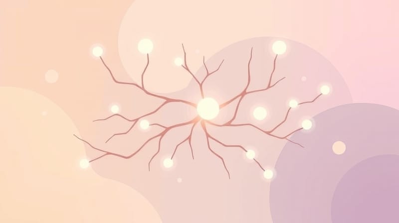 Abstrakcyjna, pastelowa sieć organicznych kształtów symbolizująca układ limbiczny.