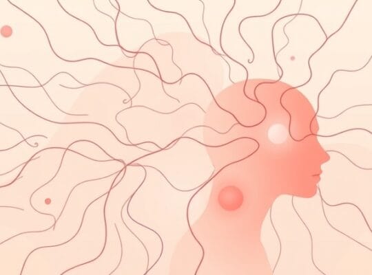 Abstrakcyjne sieci mózgowe w pastelowych barwach, sugerujące ludzkie profile i zrozumienie.