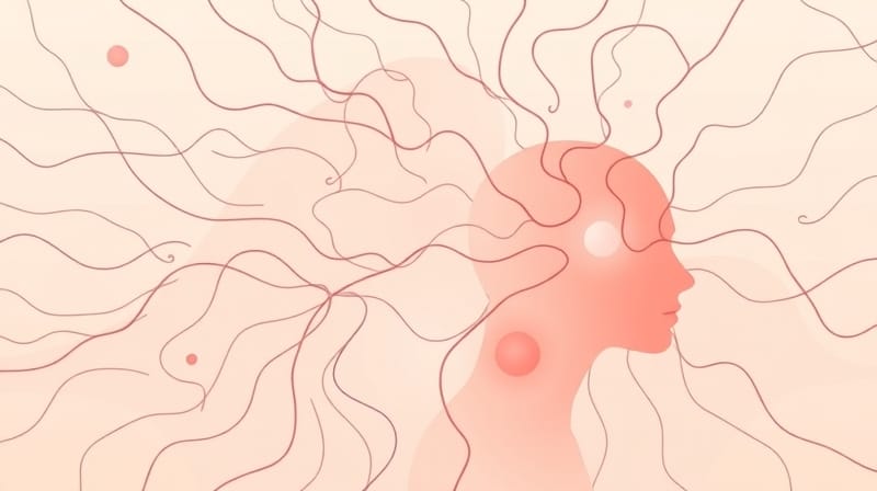 Abstrakcyjne sieci mózgowe w pastelowych barwach, sugerujące ludzkie profile i zrozumienie.