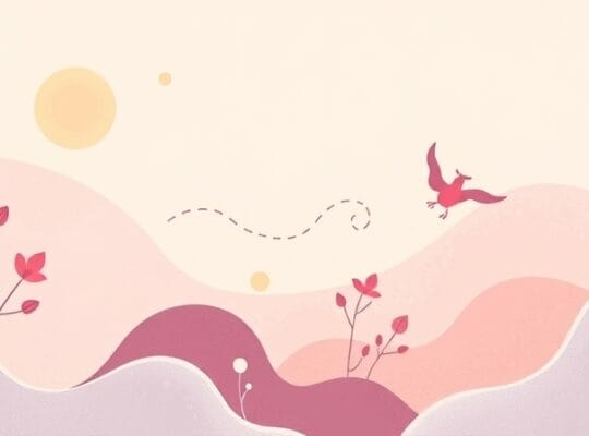 Abstrakcyjne, pastelowe kształty symbolizujące ulgę i radość z terapii śmiechem.