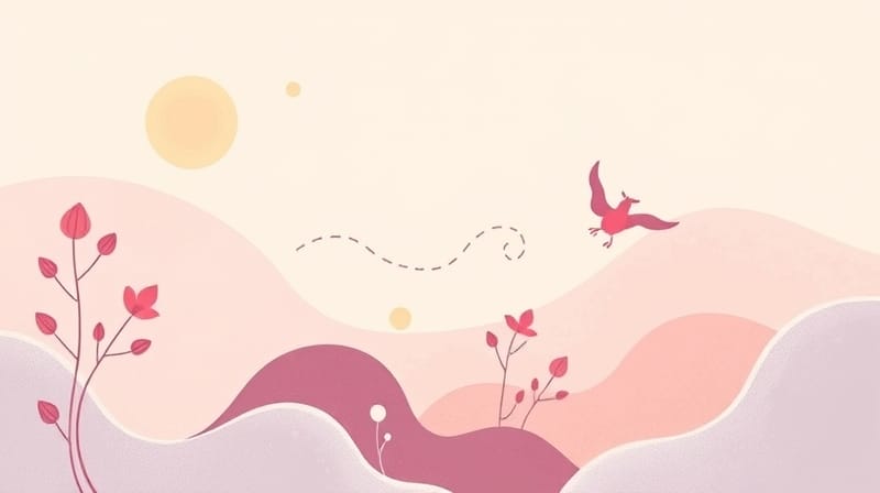 Abstrakcyjne, pastelowe kształty symbolizujące ulgę i radość z terapii śmiechem.